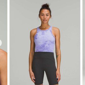 Lululemon Ebb to Street Cropped Racerback Tank Top Marble Dye Charged Indigo